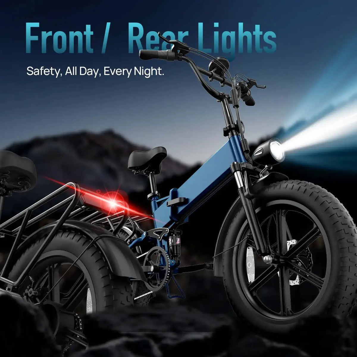 URLIFE T5 Foldable Electric Bike, 20 Inch Fat Tire Adult E‑Bike, 48V Removable Battery, Long Range Up to 80 Miles, Full Suspension All‑Terrain Electric Mountain Bicycle