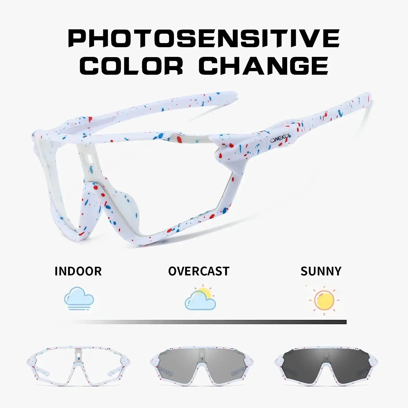 Omekol Photochromic Cycling Sunglasses For Men And Women