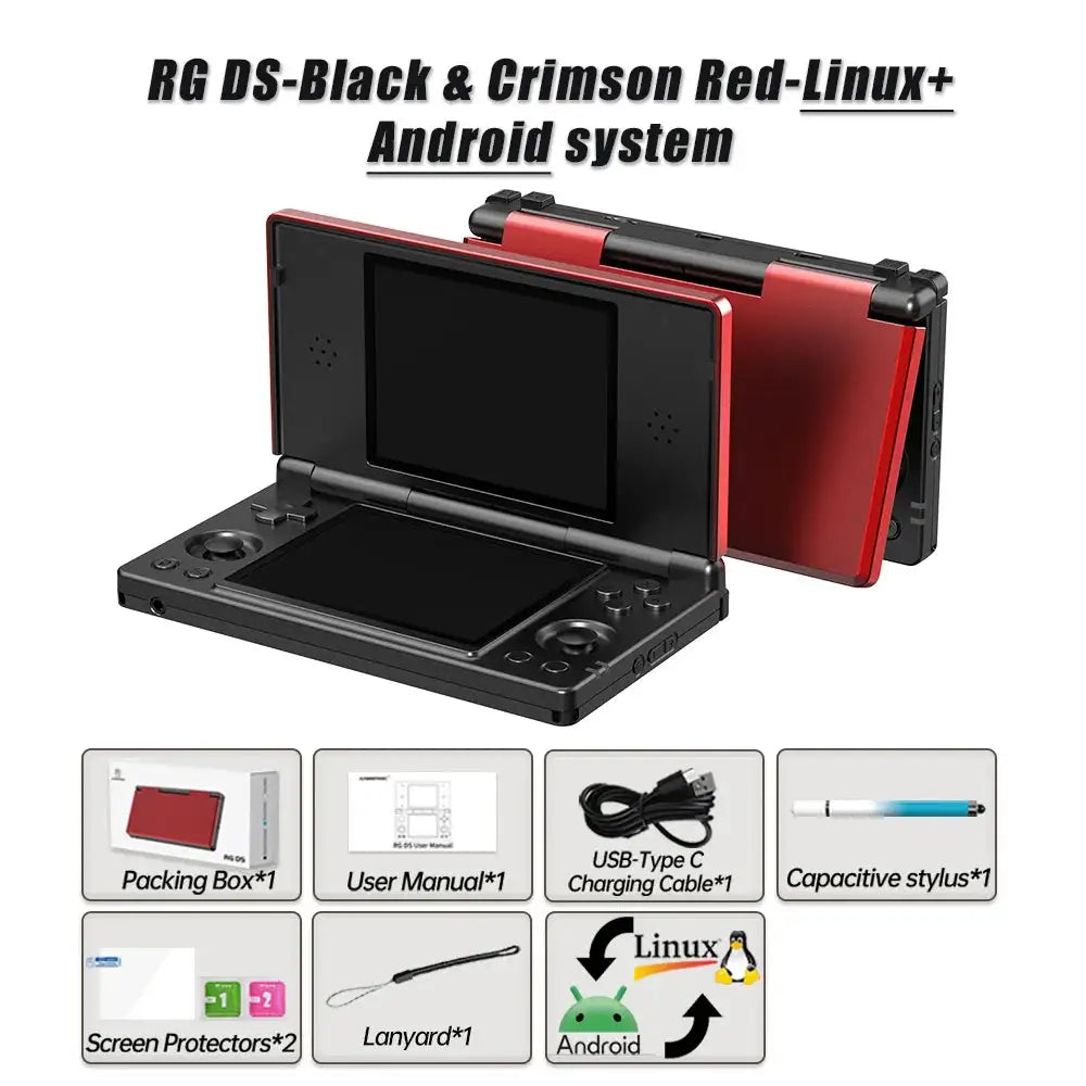 Anbernic RG DS Retro Video Game Console 4 Inch IPS Dual Multi-touch Screen Android 14 Flip Game Player RGDS For Christmas Gift