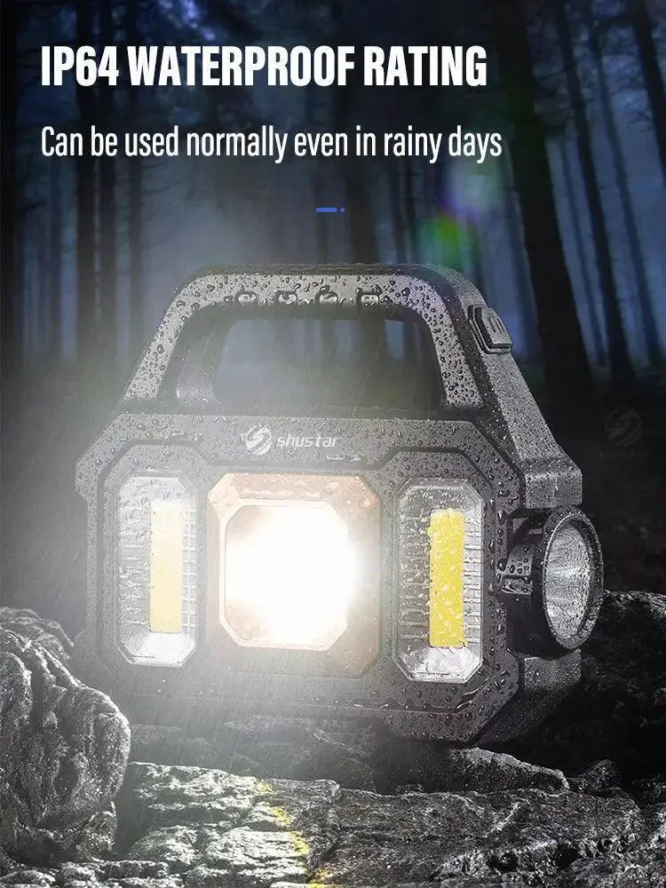 High Power LED Solar Camping Flashlight With USB Charging