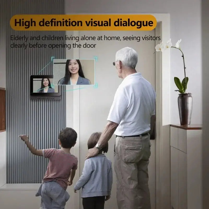 Wireless Intercom Doorbell Night Vision HD 4.3in LPS Screen Video Doorbell Camera Smart Home Security Visual Doorbell