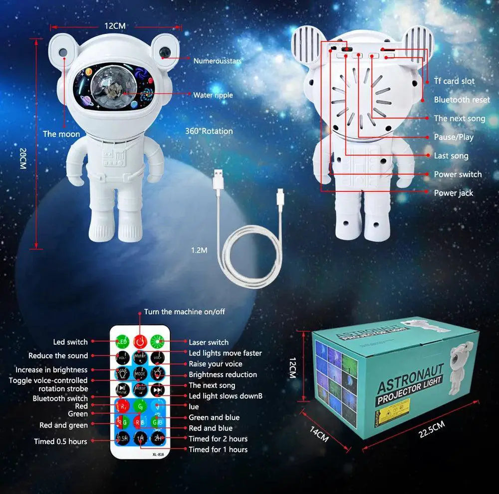 Astronaut Galaxy Star Projector Night Light Soothing Decor