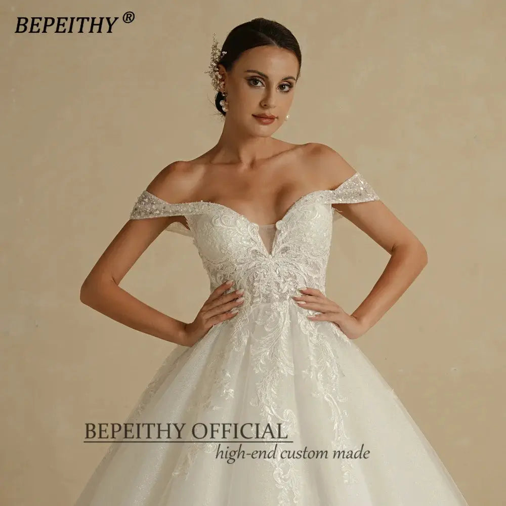 BEPEITHY Customized Princess Sweetheart Wedding Dress For Women Ivory Glitter Sleeveless 2026 Vintage Bride Bridal Ball Gown