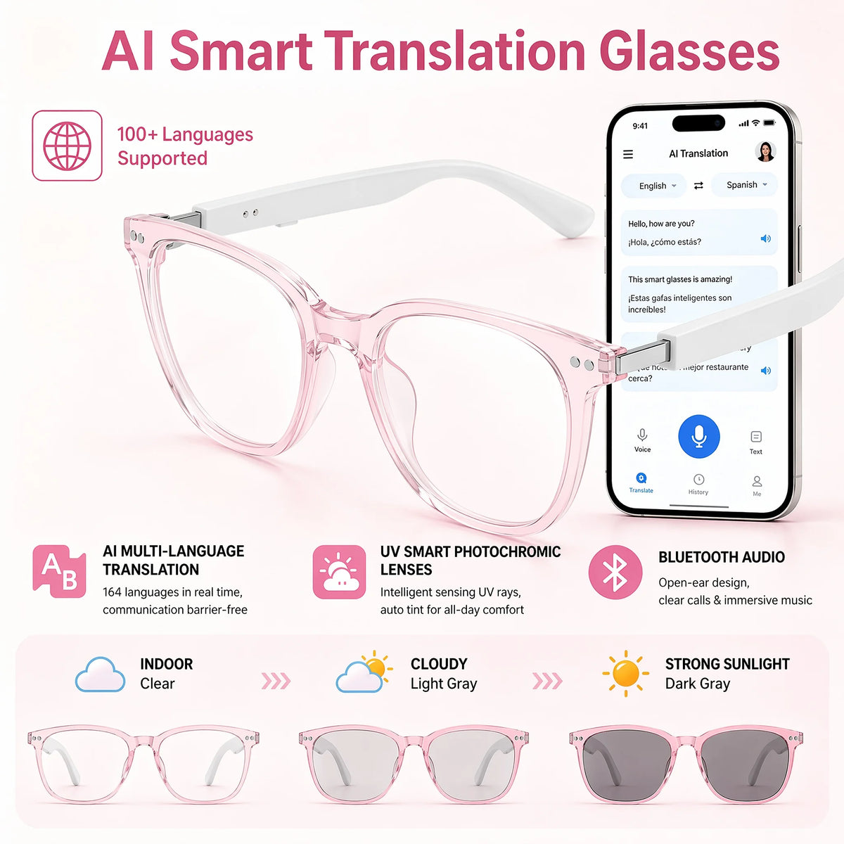 AI Translation Smart Glasses Bluetooth