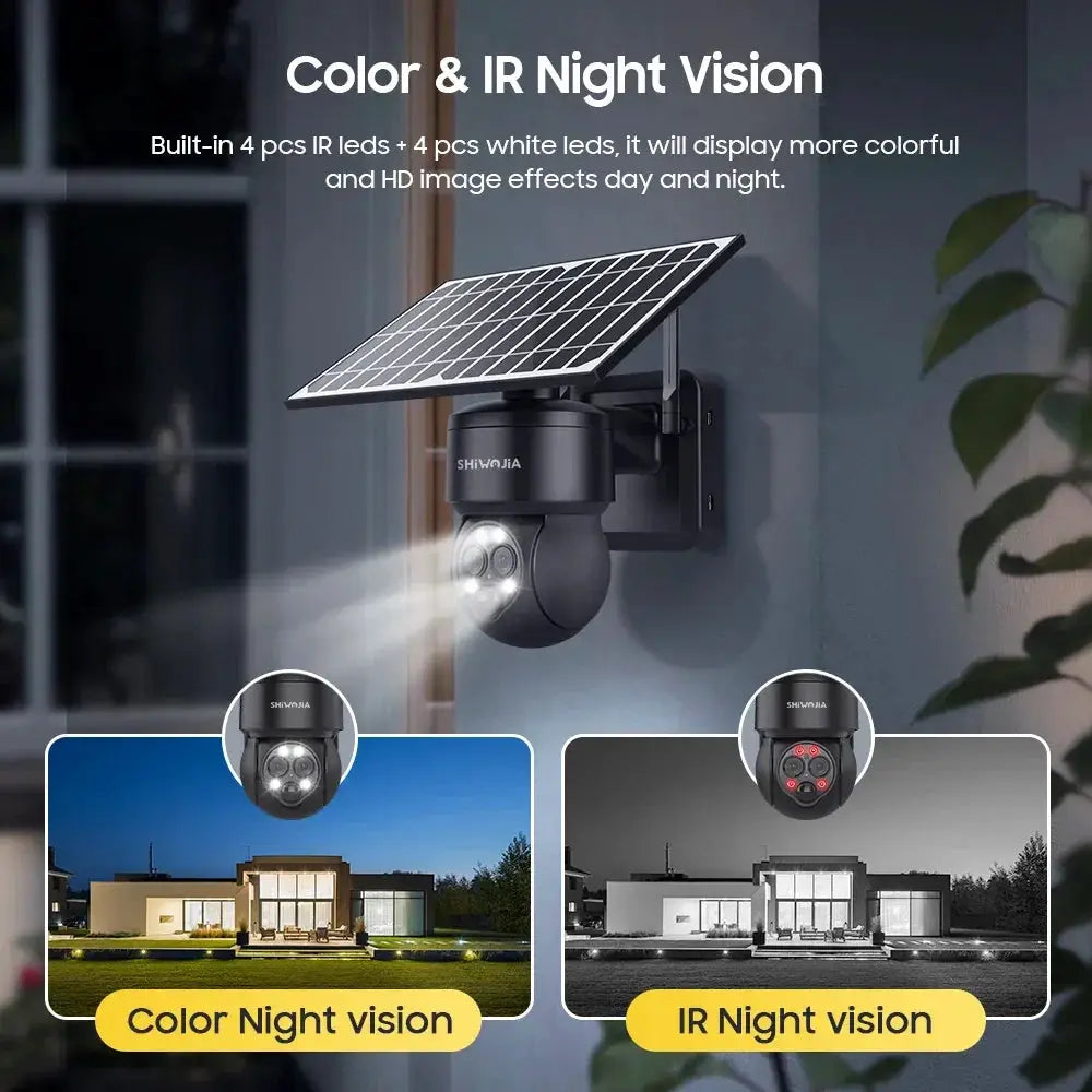 SHIWOJIA 8W 6MP Solar Camera 4G SIM 12X Zoom CCTV Video