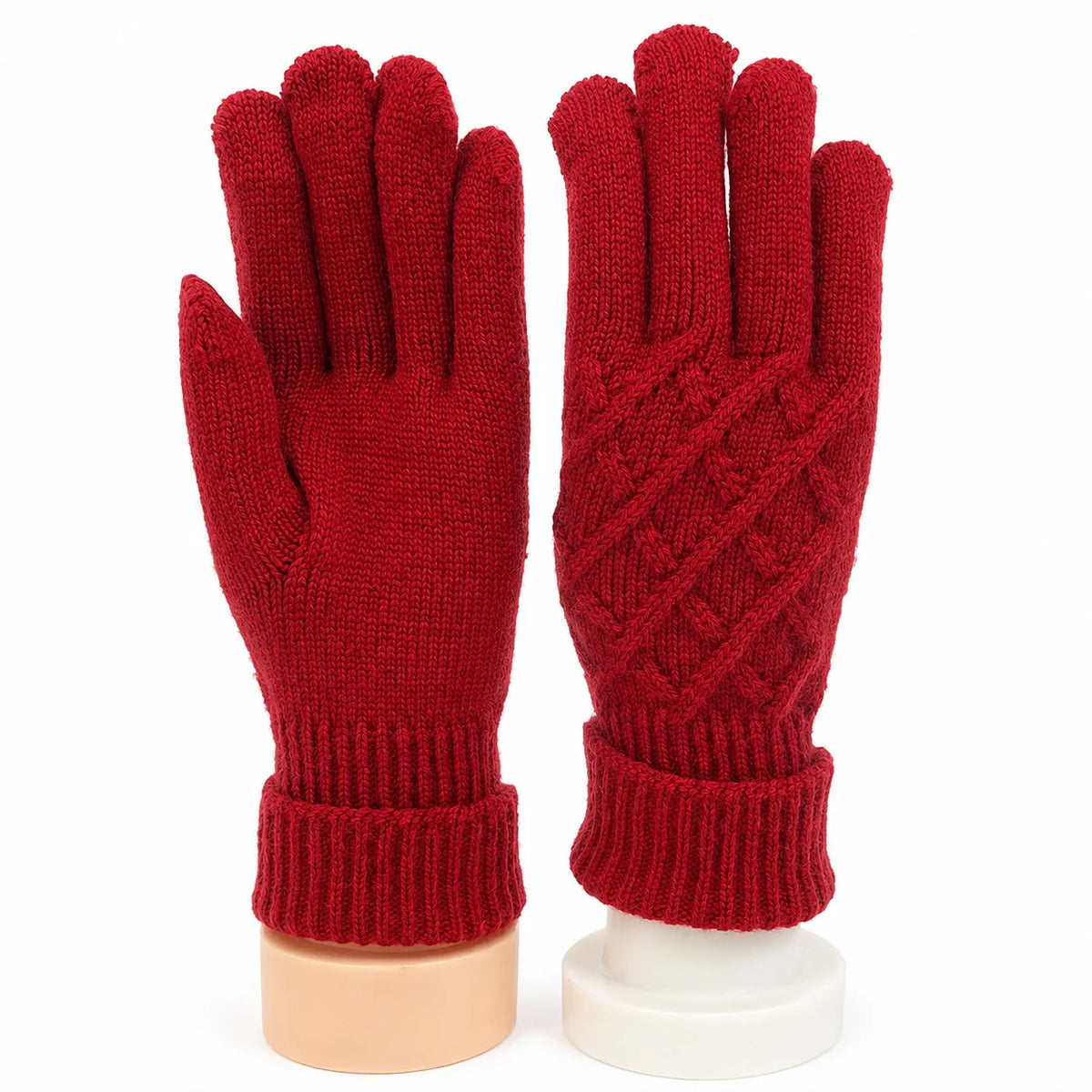 Ribbed Winter Knit Gloves