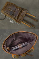 Retro Leather Backpack 15.6 Laptop Bag