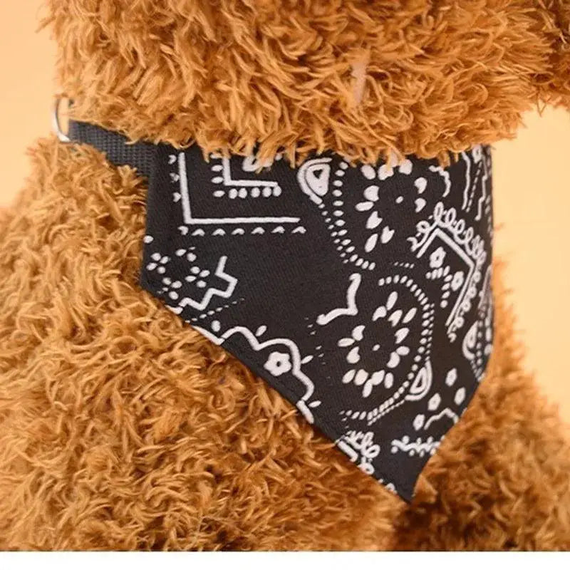 Dog Cat Bandana Collar Scarf With Leather Accessories