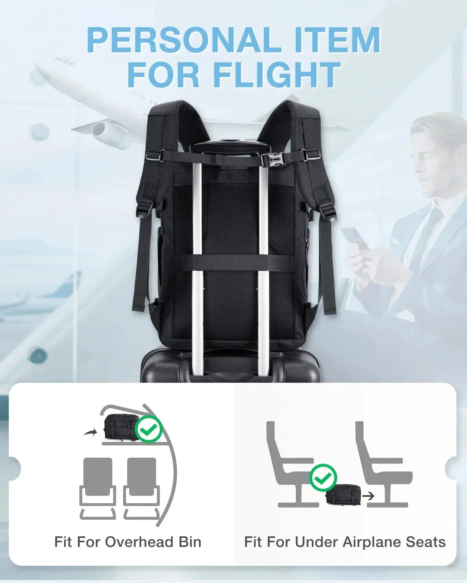 40L Expandable Laptop Backpack With Packing Cubes Travel Bag