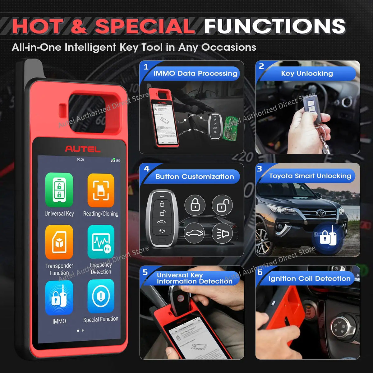 Autel MaxiIM KM100 KM100X Key Fob Programming Tools Auto Key Programmer 60s Key Generation OBD IMMO Key Learning Key Free Update