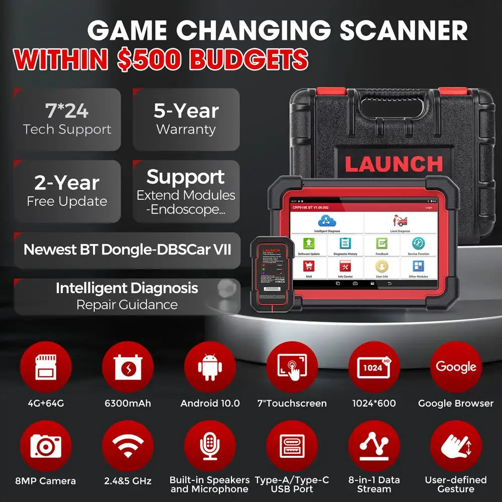 LAUNCH X431 CRP919E BT OBD2 Scanner Full System Car Diagnostic Tools ECU Coding 31+ Service FCA CANFD DOIP Bidirectional Scan