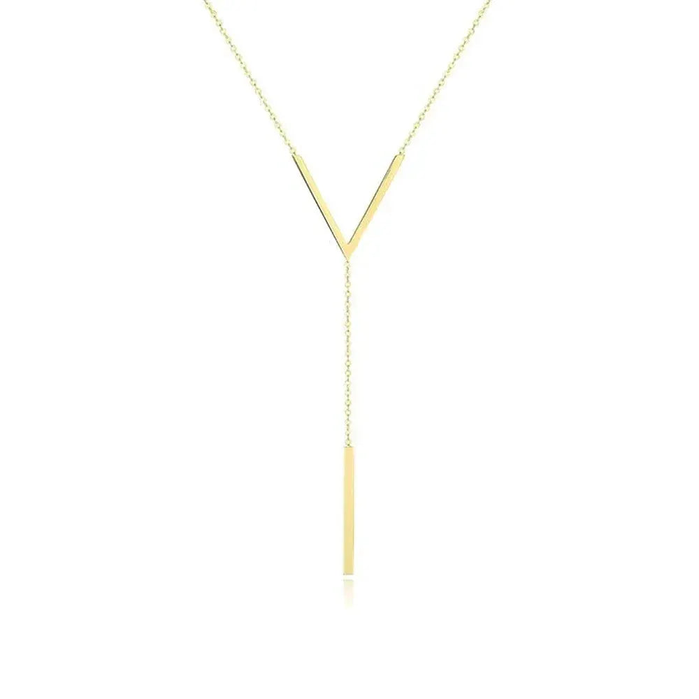 Sumeng V Shaped Long Gold Chain Necklace Choker For Women