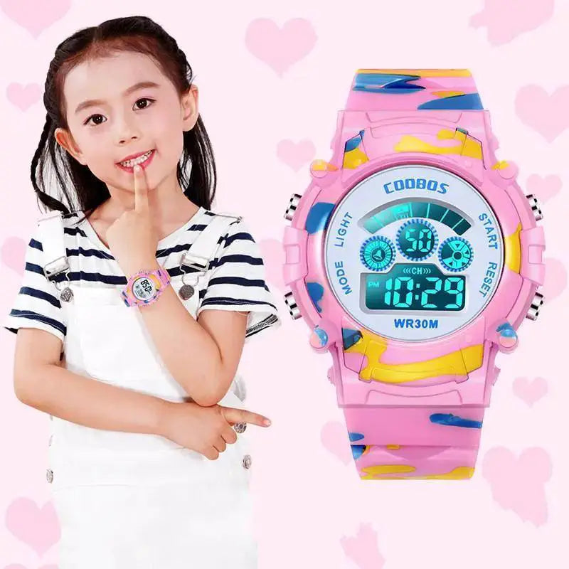 Kids LED Camo Alarm Watch Timepiece For Boys And Girls