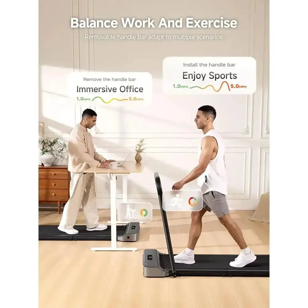 Portable Walking Pad with Handle, Compact Treadmill for Home Office, Space-Saving Under Desk Exercise Equipment