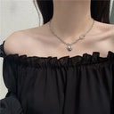Punk Thick Lock Chain Heart Shape Pendant Choker Necklace