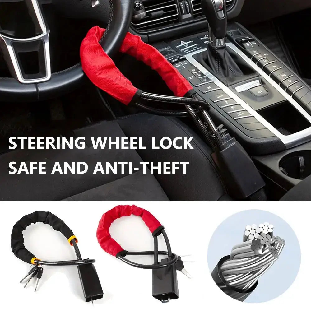 Steering Wheel Lock Anti Theft For SUV Steel Cable Lock - OurLum.com