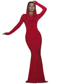 Elegant Hooded Maxi Dress for Parties
