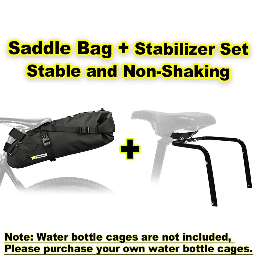 Rhinowalk Bike Saddlebag + Stabilizer Set Waterproof 13L Large Capacity More Stable For MTB Road Bike Can Fit Water Bottle Cage
