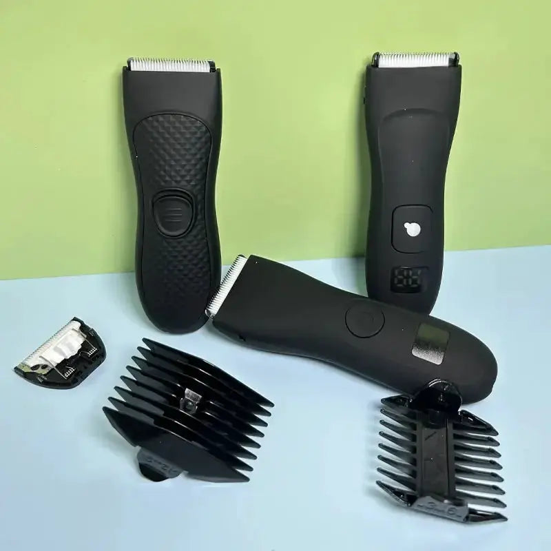 Mens Groin Hair Trimmer Waterproof Wet Dry Groomer Razor