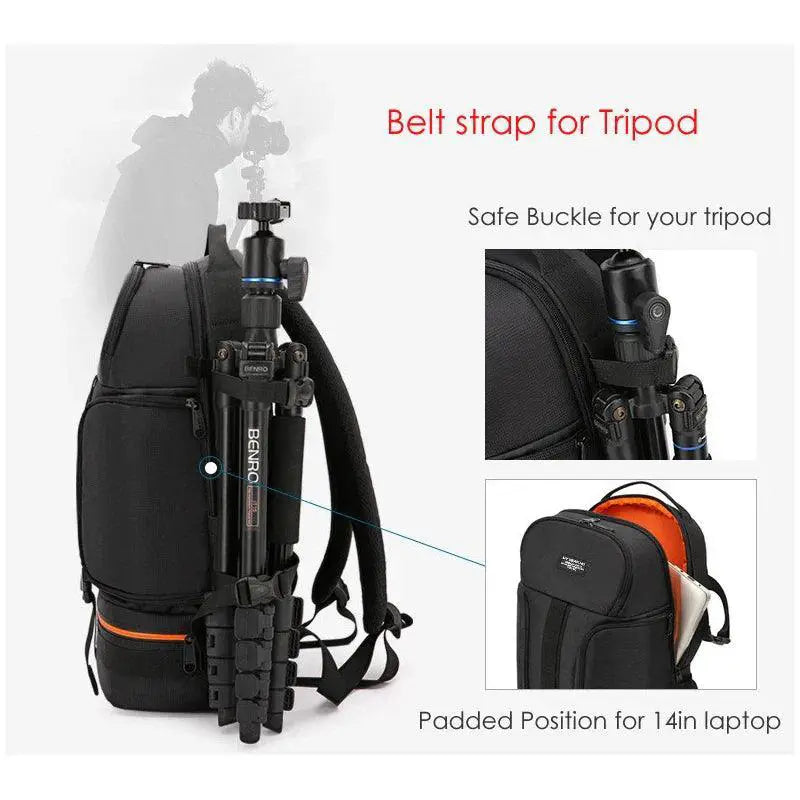 Large Waterproof DSLR Camera Backpack With Tripod Holder