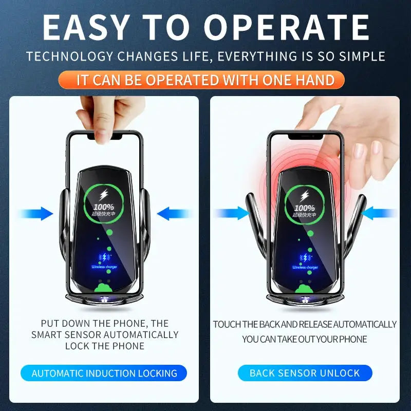 15W Car Wireless Charger Magnetic Automatic Car Mount Phone Holder For iPhone Xiaomi Samsung Infrared Induction Fast Charging
