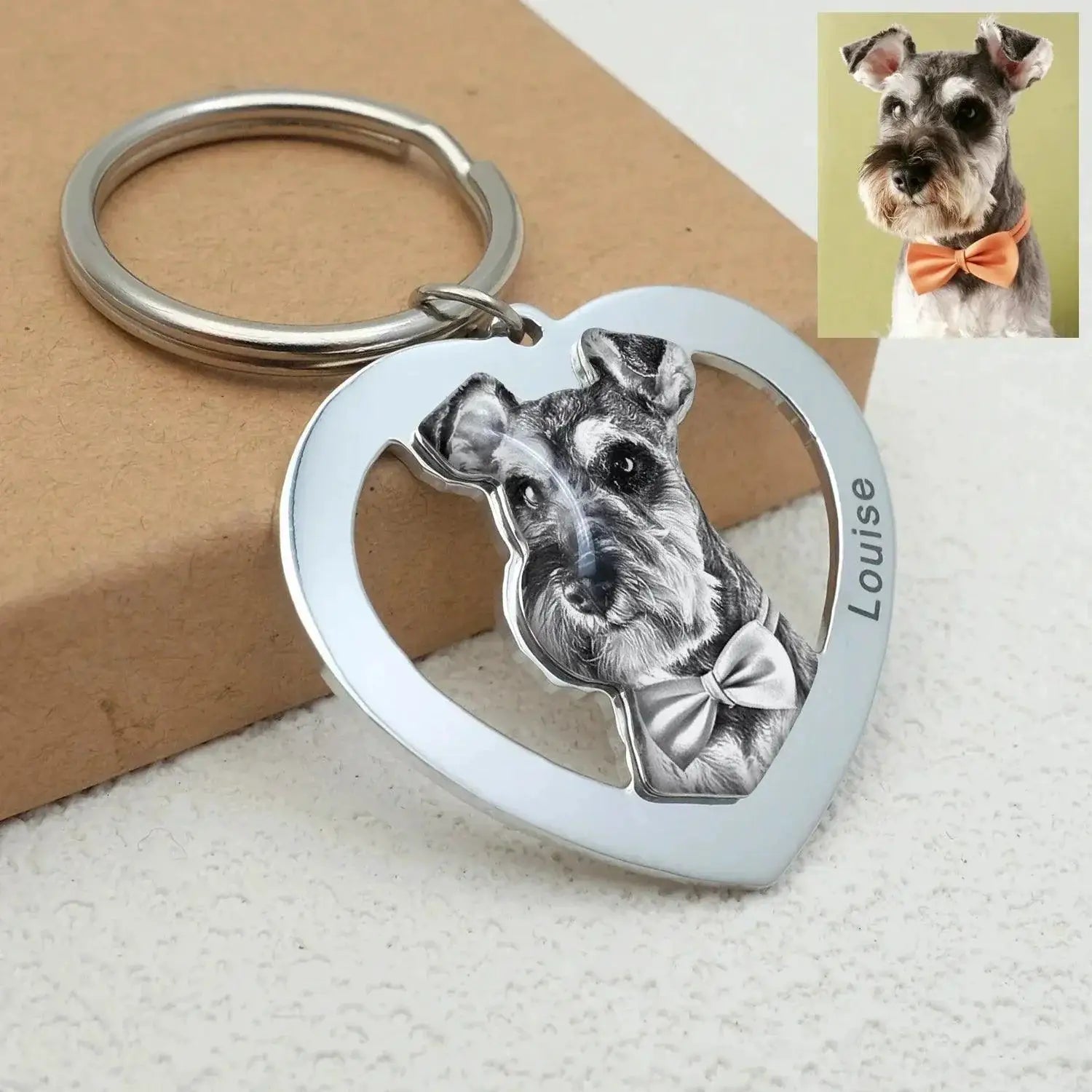 Custom Pet Portrait Engraved Keychain Gift For Pet Lovers