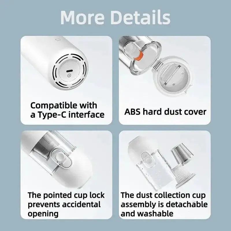 Wireless Car Vacuum Cleaner With Cyclone Suction Power