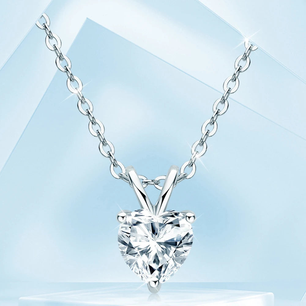 Heart Cross Moissanite Pendant Necklace in Sterling Silver — product view 3