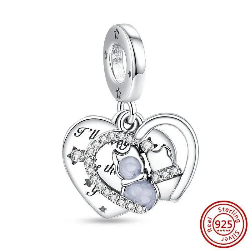 Crown Flowers Heart Silver Bead Charm Pandora Accessory