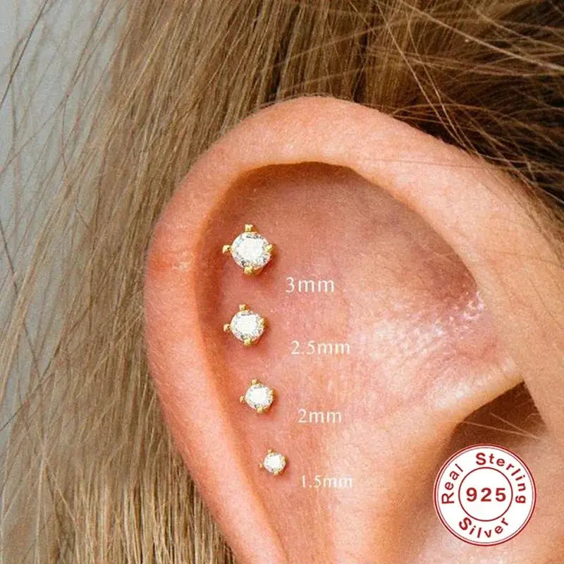 925 Sterling Silver Zircon Stud Earrings Bling Jewelry