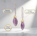 Oval Gemstone Earrings Natural Red Agate Amethyst Handmade Jewelry For Women