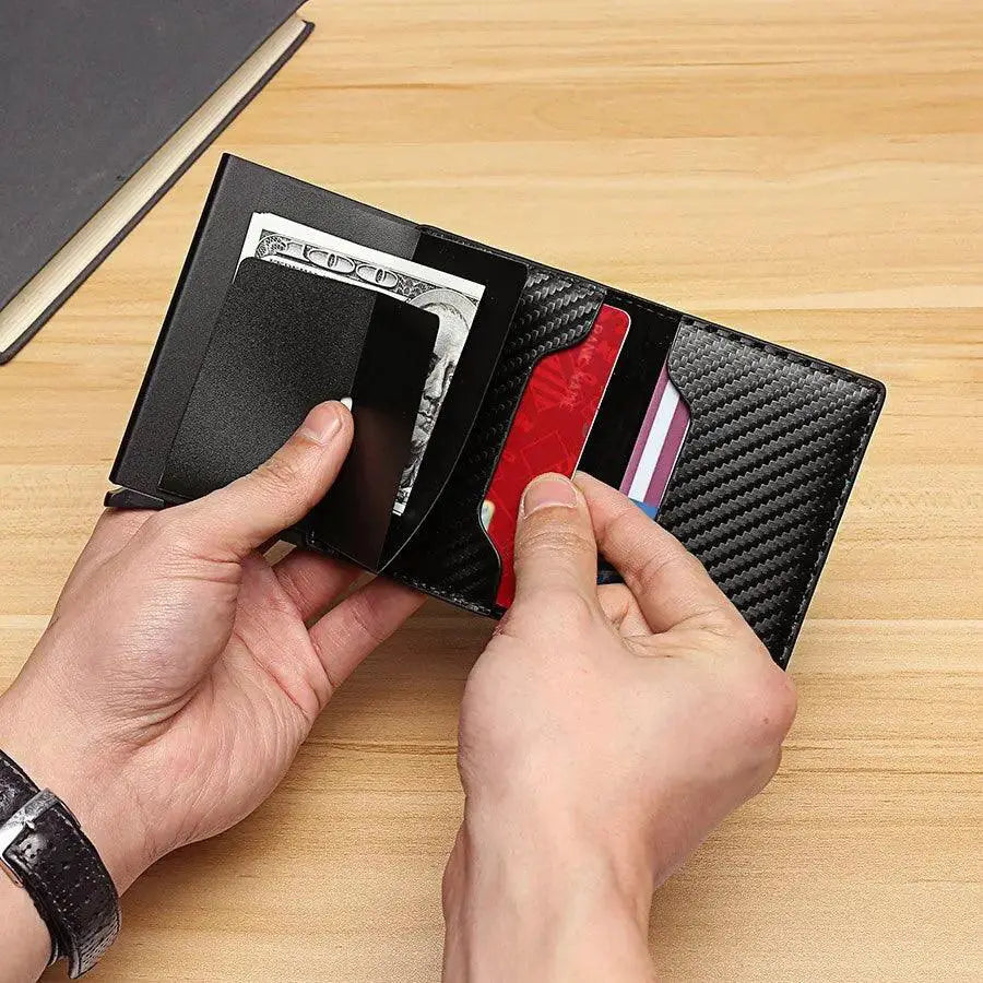 RFID Aluminum Wallet Card Holder Carbon Fiber Design