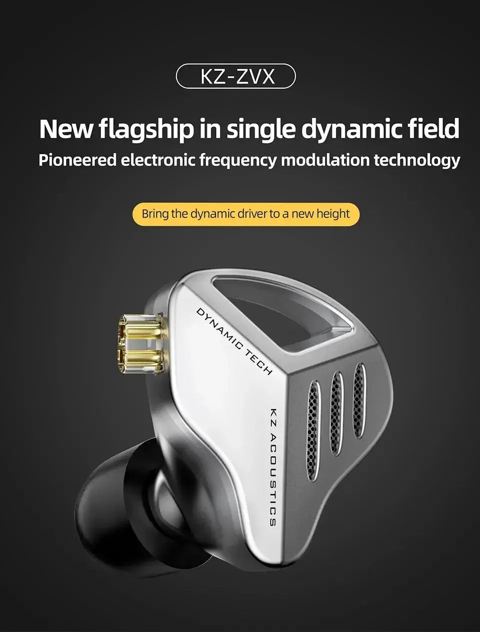 KZ ZVX Earphones Dynamic HiFi Bass In Ear Monitor Earbuds