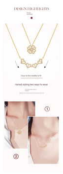 Four-Leaf Clover Foldable Sterling Silver Clavicle Chain