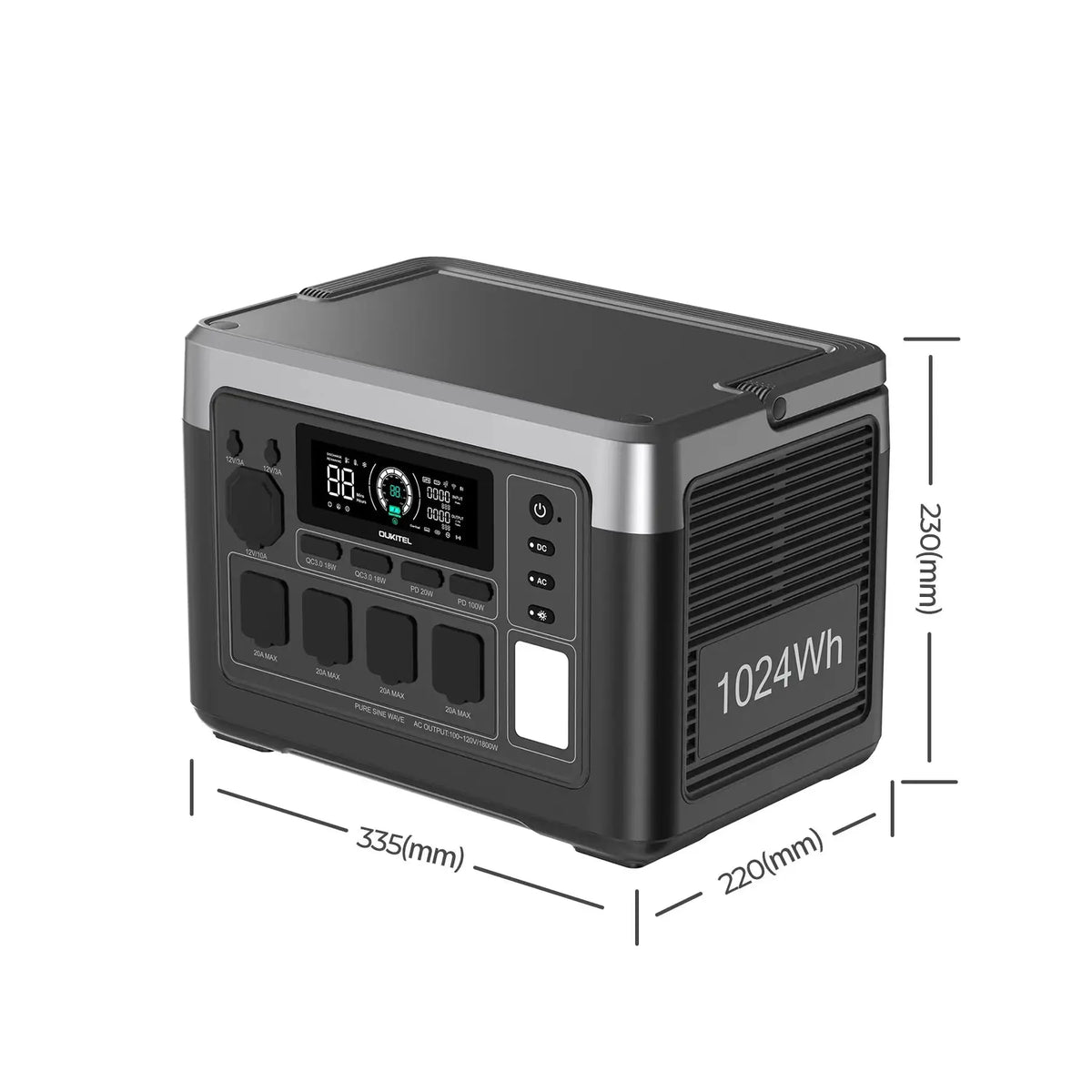 OUKITEL P1000 Plus Portable Power Station, 1800W 1024Wh LiFePO4 Solar Generator, Fast-Charging Battery Backup with Smart App Control for Home, Camping and Emergency