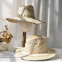 Raffia Straw Hat for Women Bohemian Colorful Vacation Hat