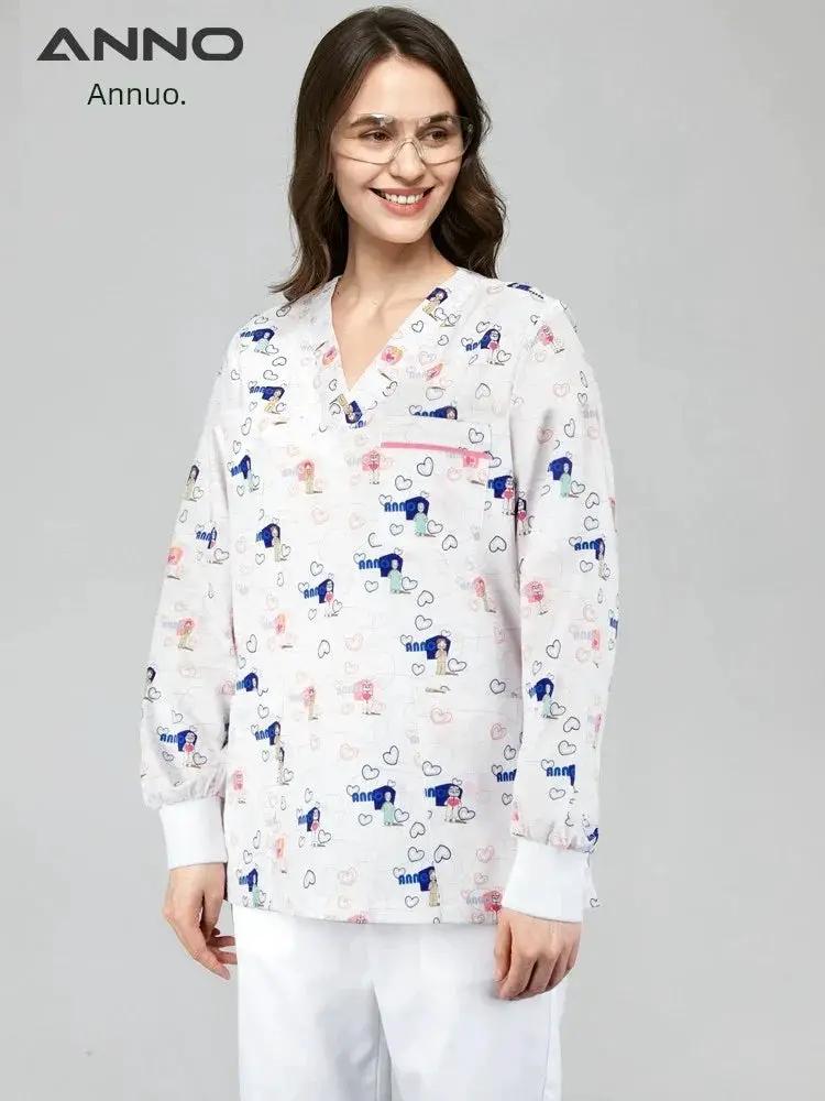 Annuo Printed Nurse Doctor Pediatric Comfortable Scrubs