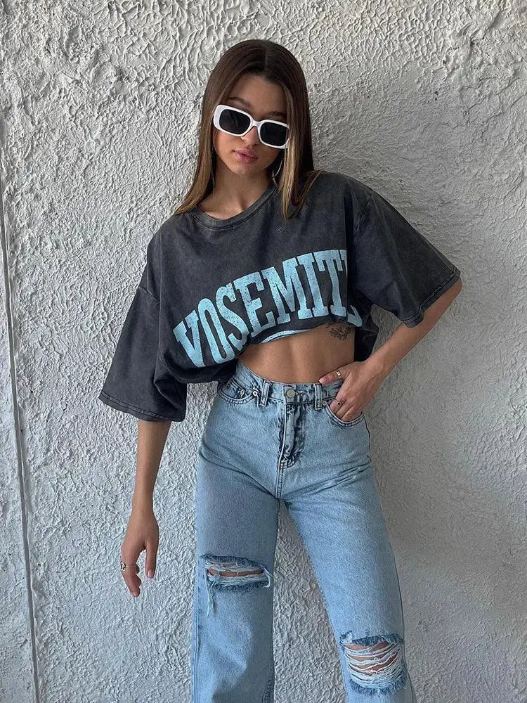 Mineral Wash Urban Vintage Tee Y2K Streetwear Style
