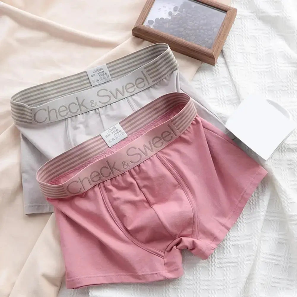 Mens Solid Colour Middle Waist Ice Silk Boxer Briefs
