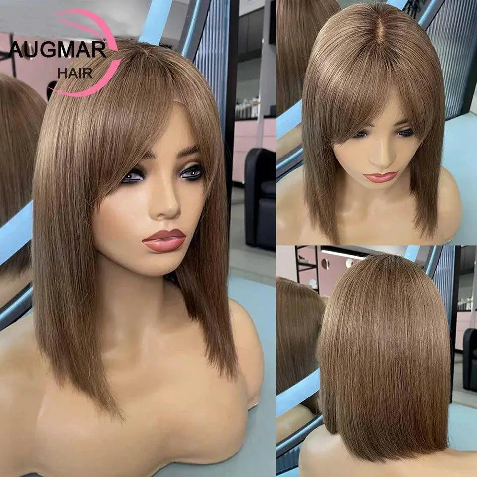 Chestnut Brown Bob Lace Front Wig Stylish Hairpiece