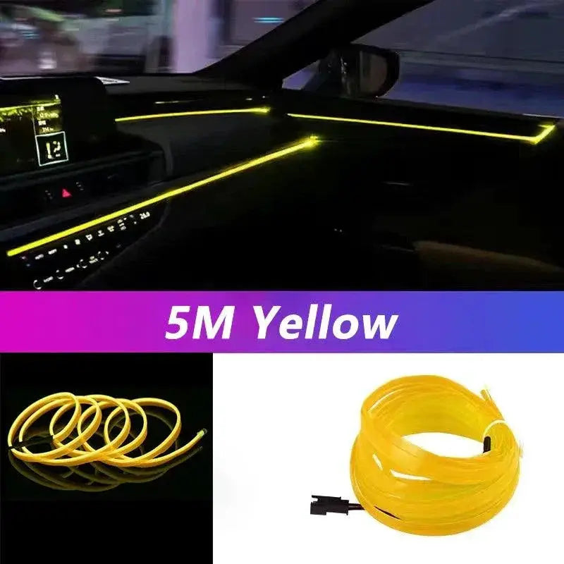 Car Interior LED Neon EL Strip Light USB Ambient Lamp 5M