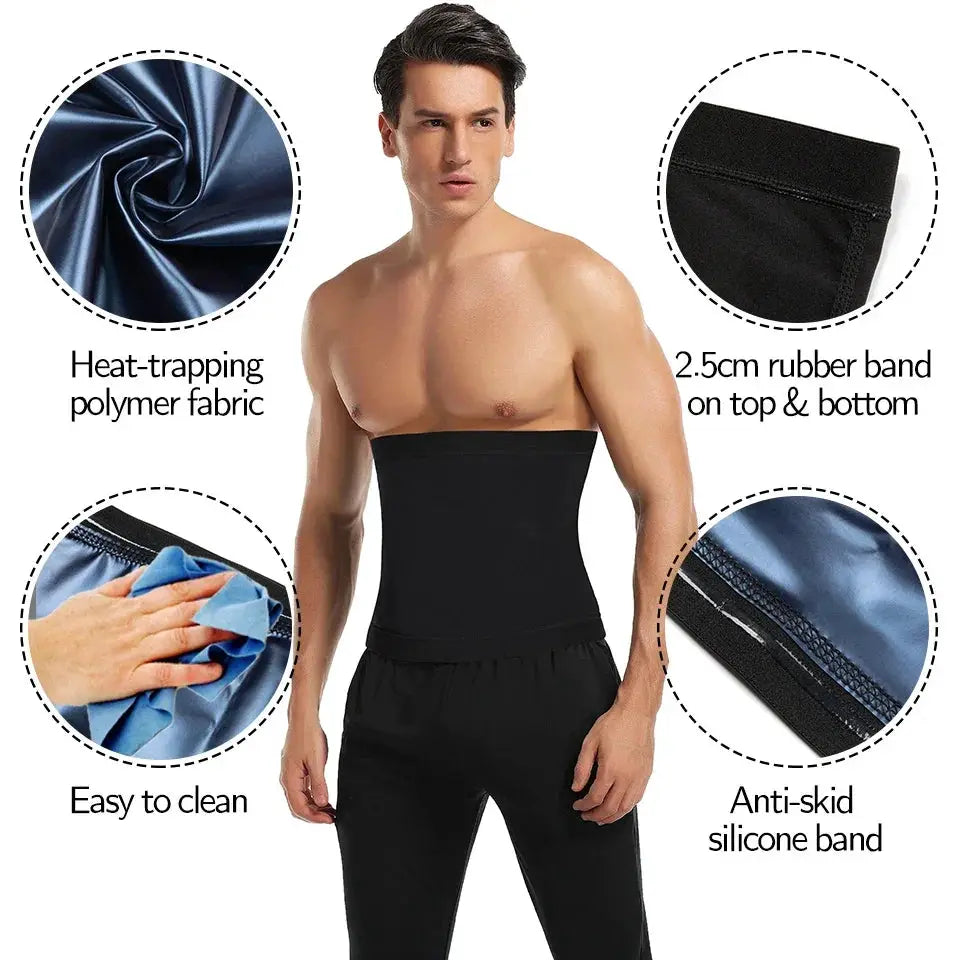 Men Waist Trainer Trimmer Sweat Belt For Slimming Workout