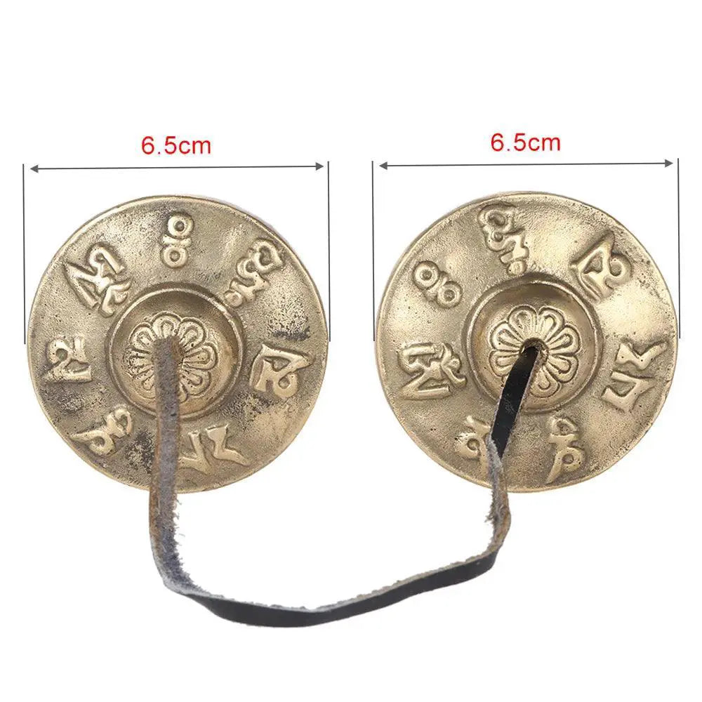 2.6in Handcrafted Tibetan Tingsha Cymbal Auspicious Symbols