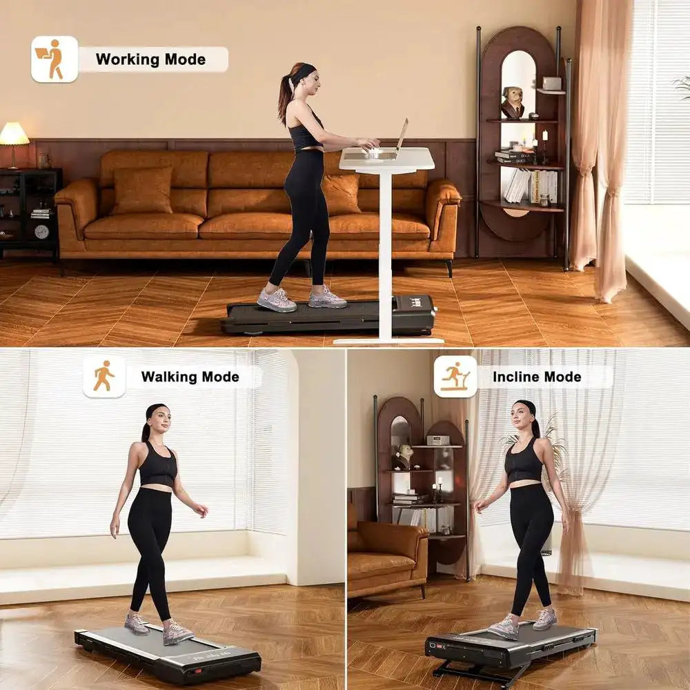 Portable 3.0HP Treadmill with 9% Auto Incline, 300 lbs Capacity, Under Desk Walking Pad, Remote & LED Display