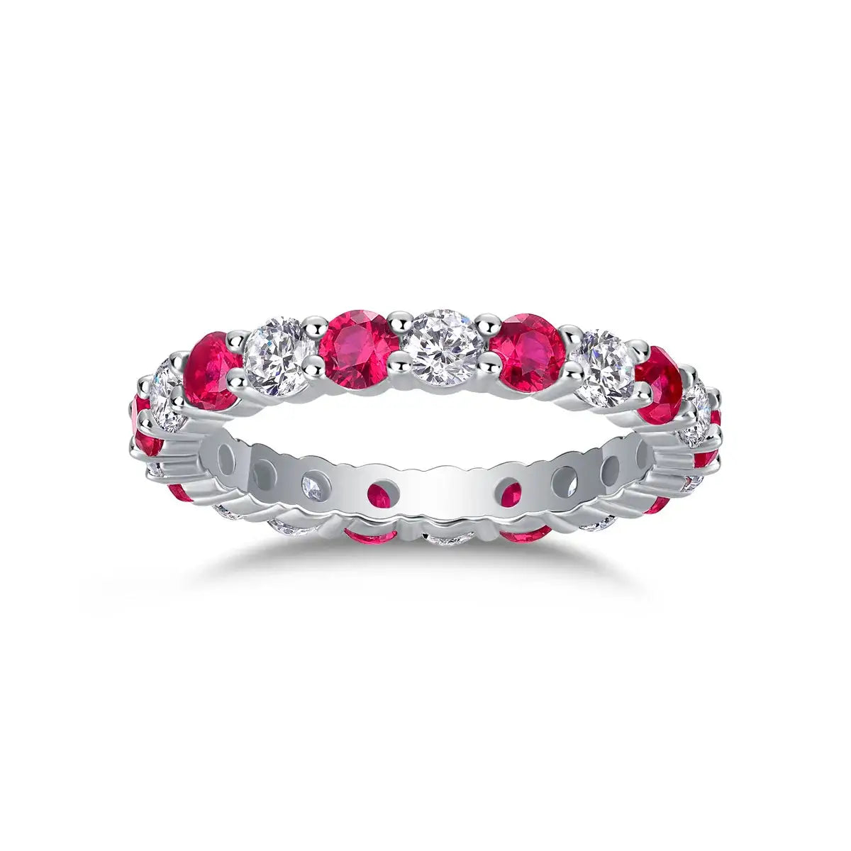 Moissanite Ring in Sterling Silver Ruby — product view 6