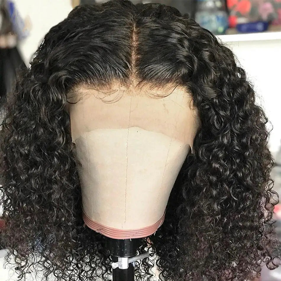 Glueless Water Wave Bob Wig 12A Malaysian Lace Front Hair