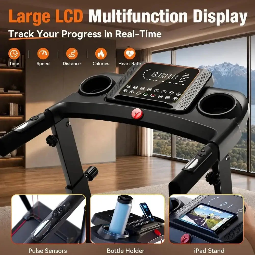 Foldable 8.7MPH Treadmills for Home Walking Pad with Heart Rate Monitor, 450 lbs Capacity
