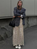Sequin Maxi Skirt: Glamorous High Waist Glitter Elegance