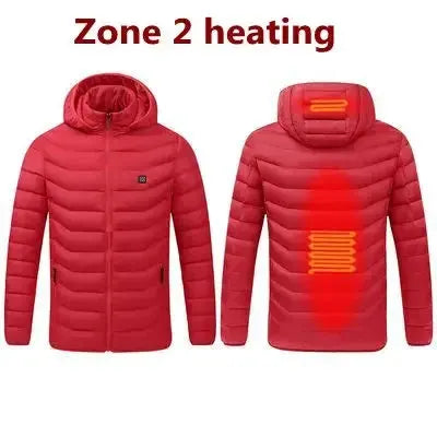 Mens USB Heated Hooded Jacket Waterproof Winter Warmer