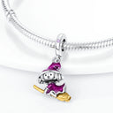 Silver Plated Purple Charm Flower